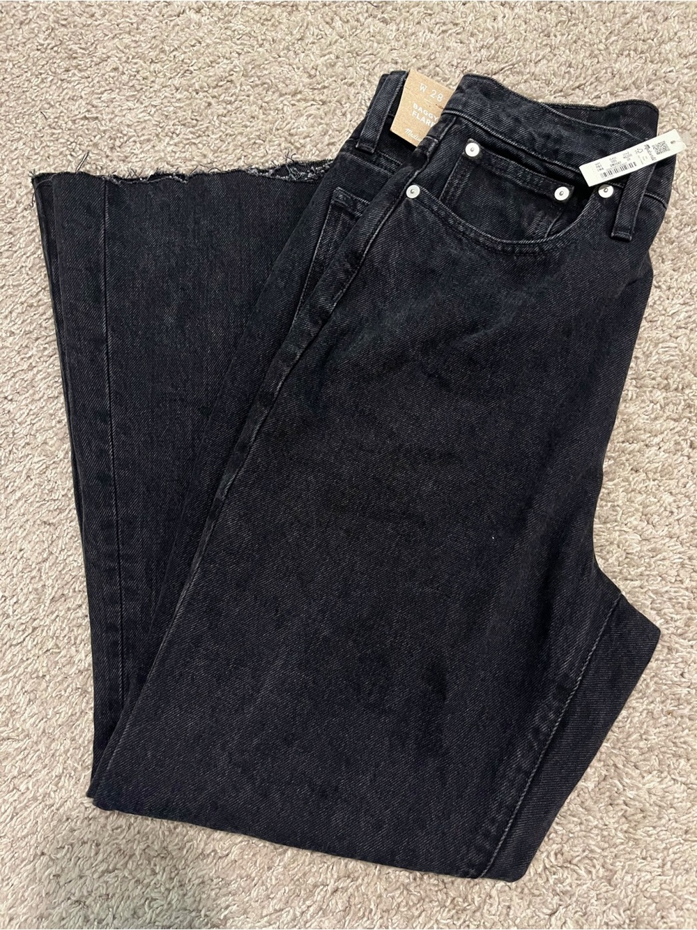 NEW Madewell Baggy Flare Black Denim Jeans Size 28/6